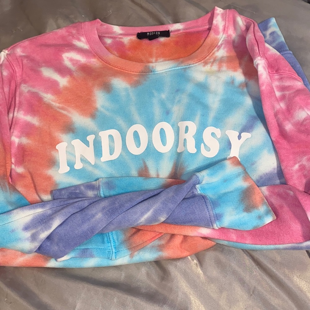 womens tie-dye shirt “indoorsy”